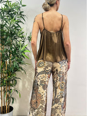 Dixie - Top in satin scollo all'americana moro