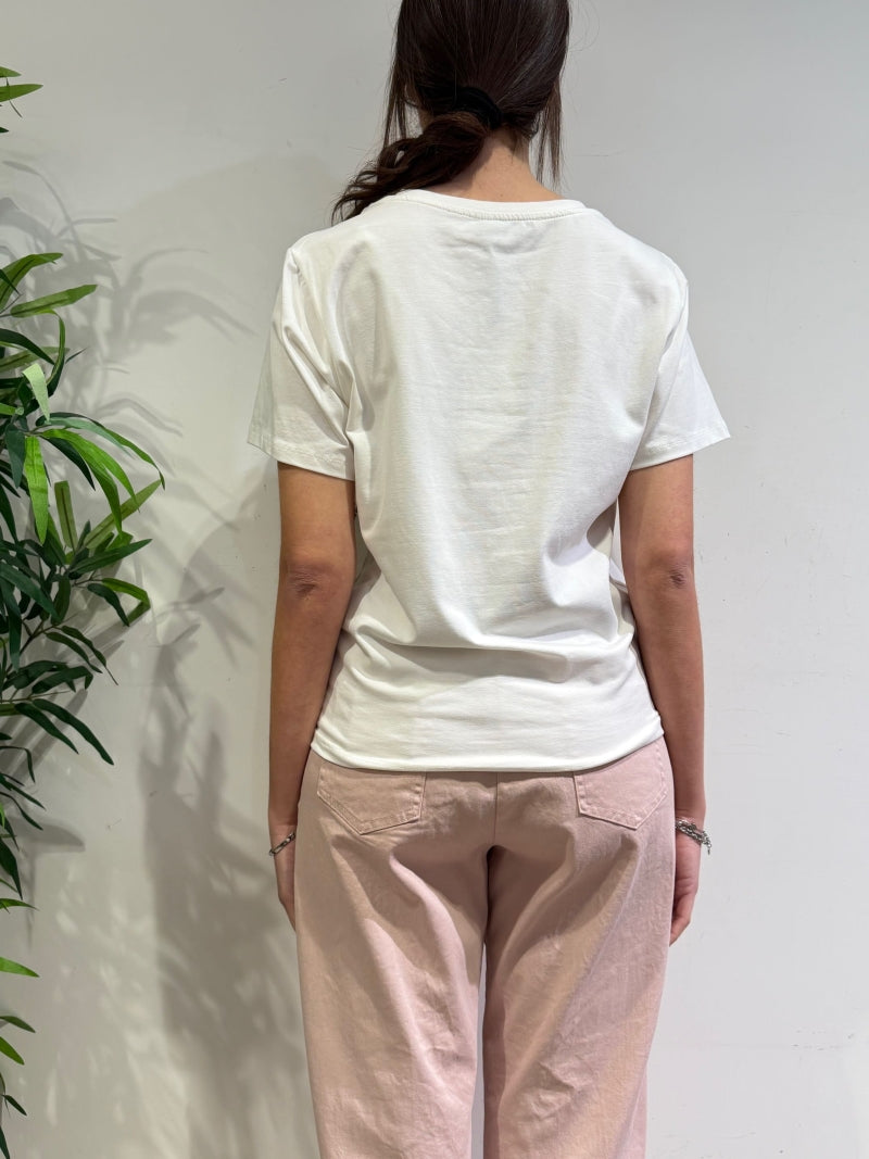 Le Streghe - T-Shirt con paillettes bianca