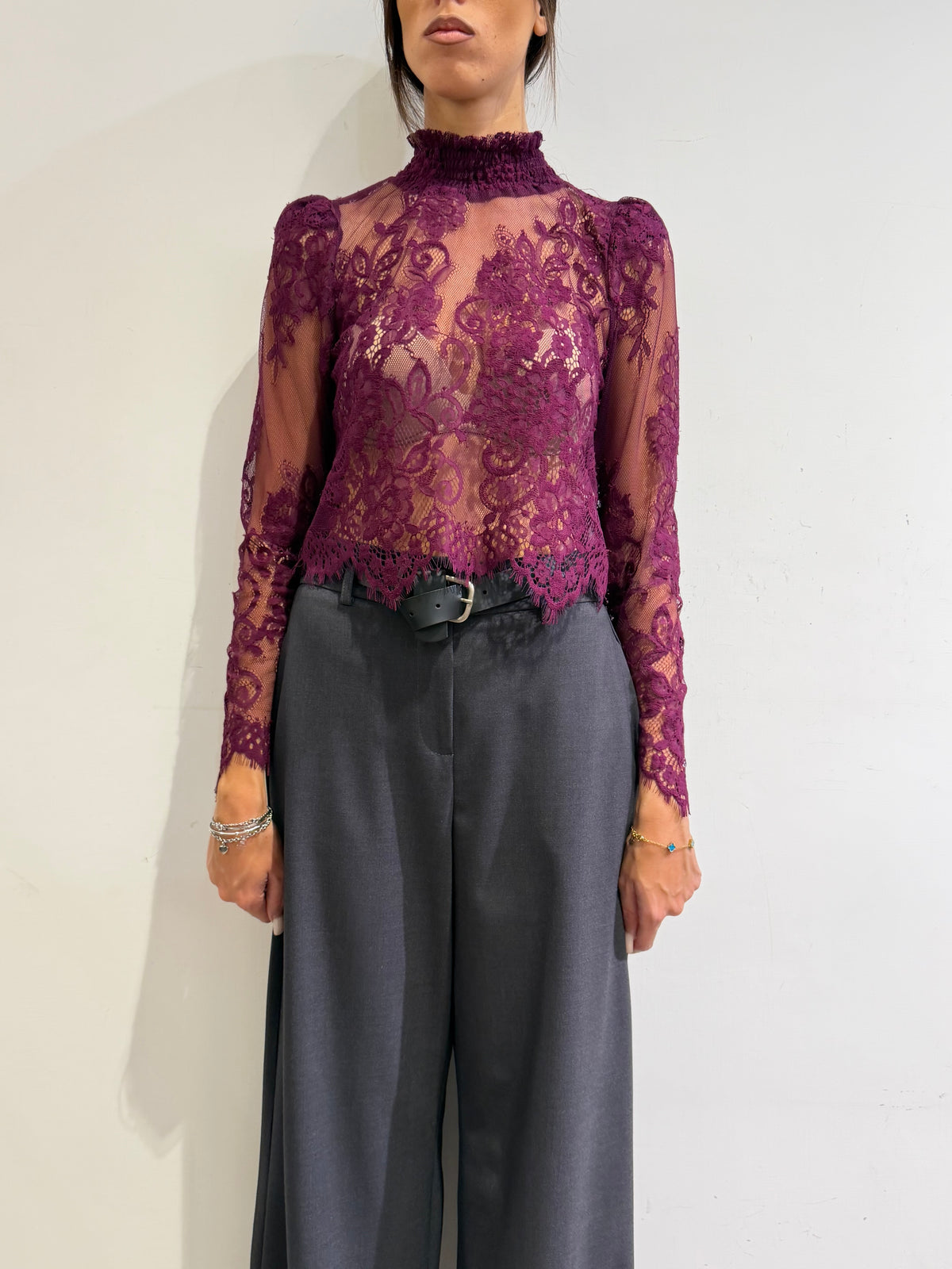 Motel - Blusa in pizzo magenta