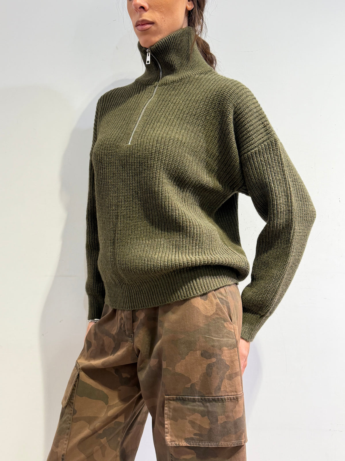 Vicolo - Maglia con zip militare