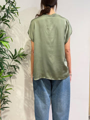 Motel - Blusa in satin militare