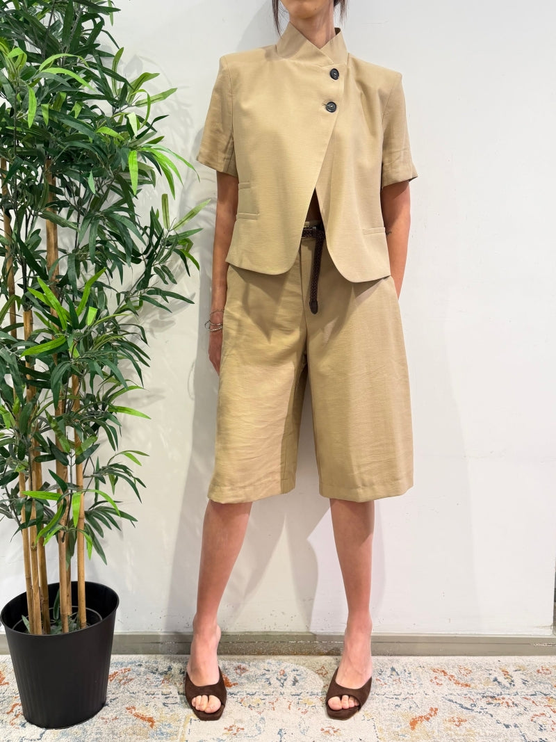 Haveone - Giacca due bottoni asimmetrica beige