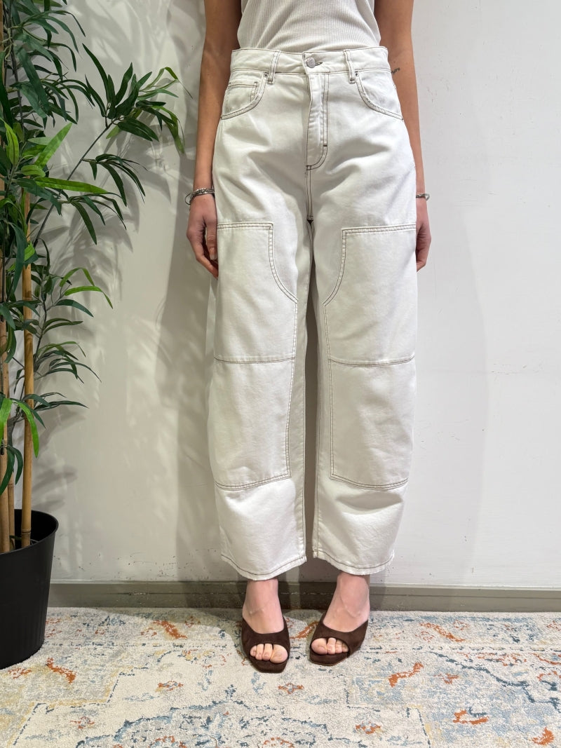 Tensione In - Jeans barrel western bianco