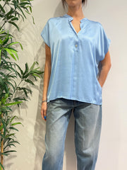 Motel - Blusa in satin celeste