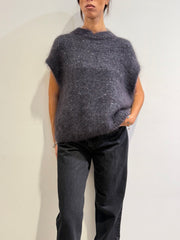 Souvenir - Maglia mohair con micro paillettes piombo