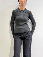 Haveone - Maglia polo costina antracite