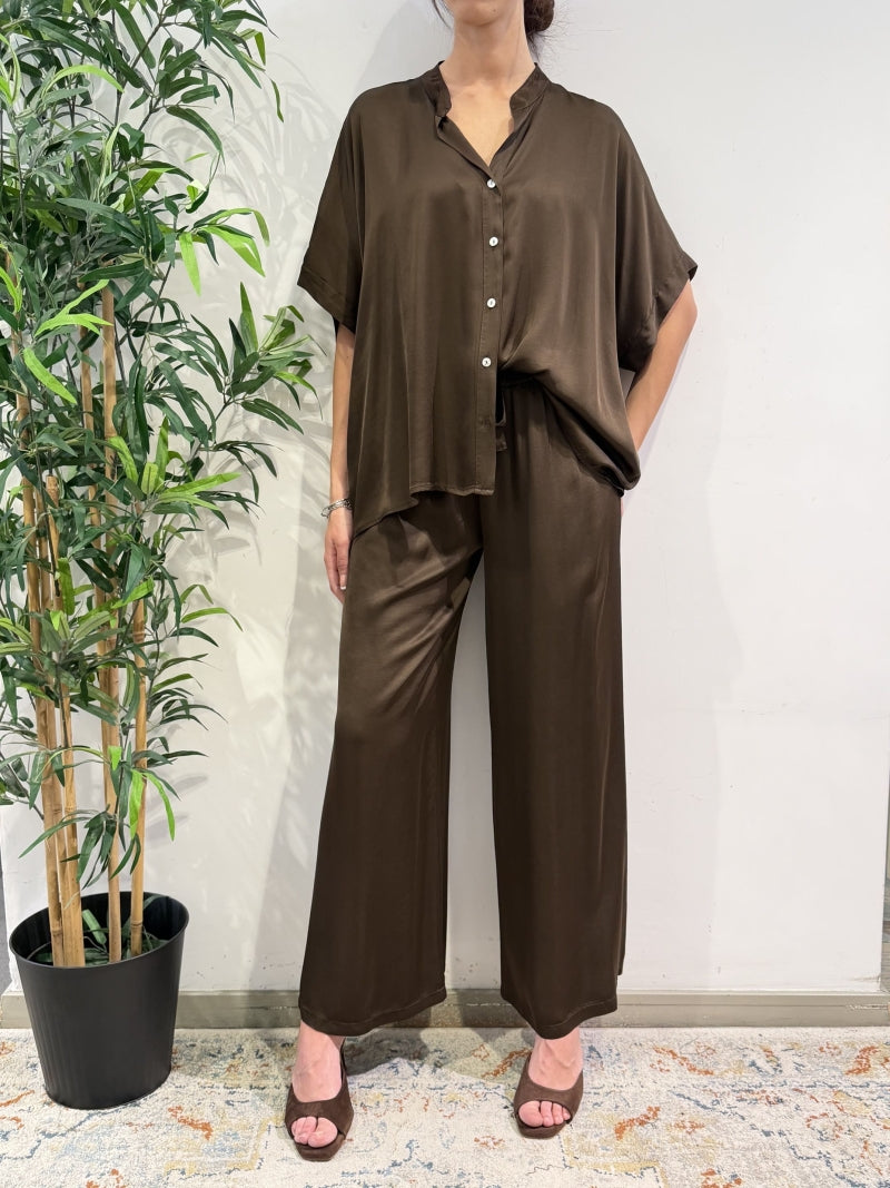 Motel - Pantalone in satin moro