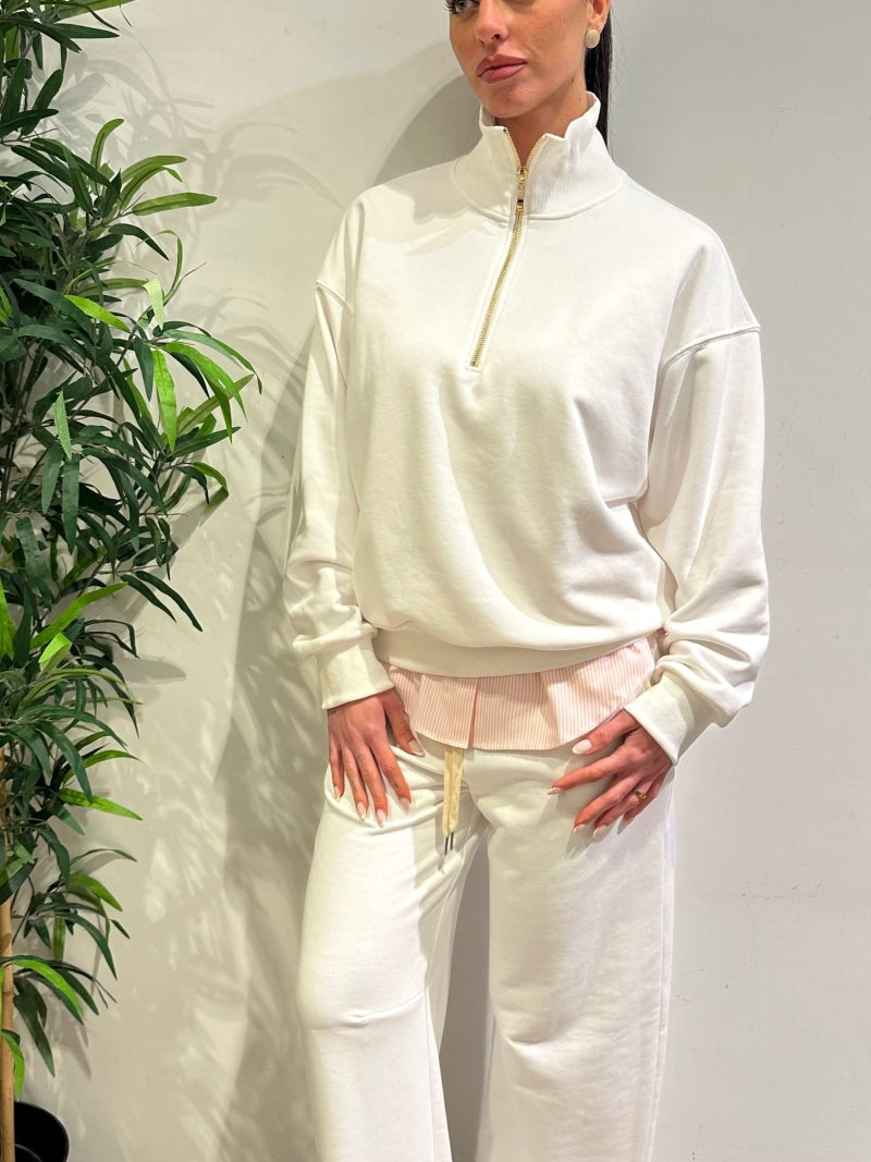 Tensione In - Felpa con zip panna