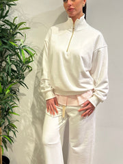Tensione In - Felpa con zip panna