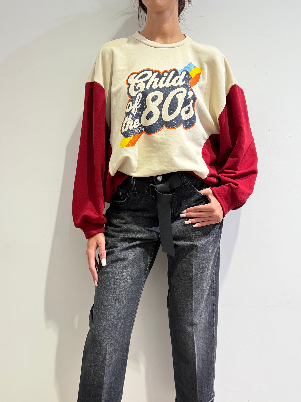 Haveone - Felpa stampa 80’s panna
