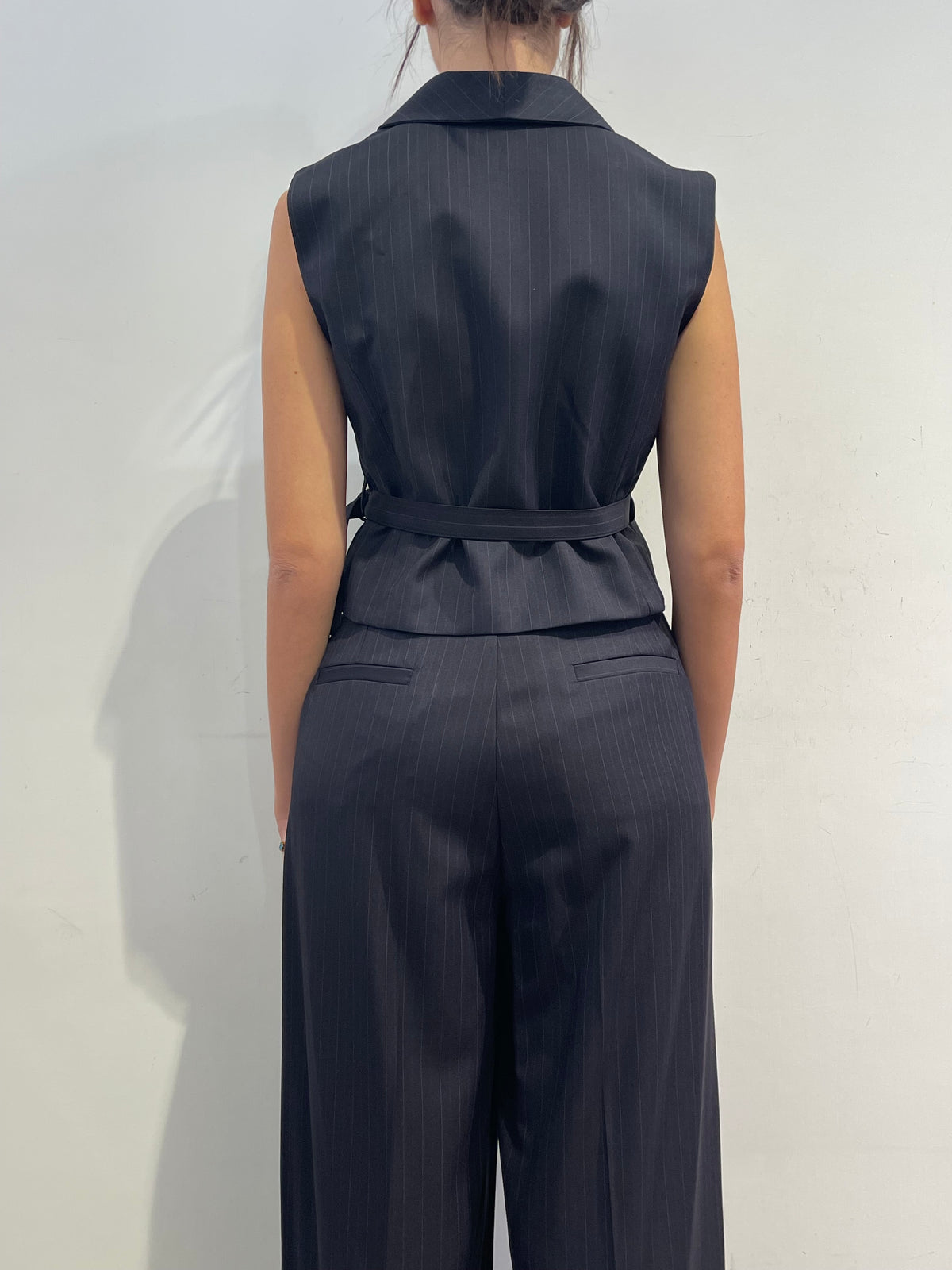 Vicolo - Completo gilet e pantaloni gessato blu