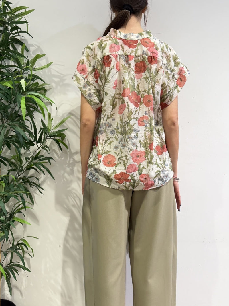 Imperial - Blusa in mussola floreale panna
