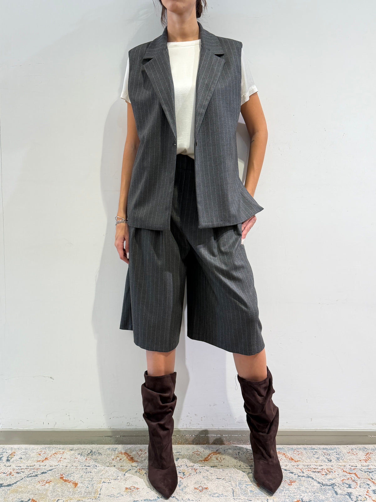 Tensione In - Gilet gessato grigio