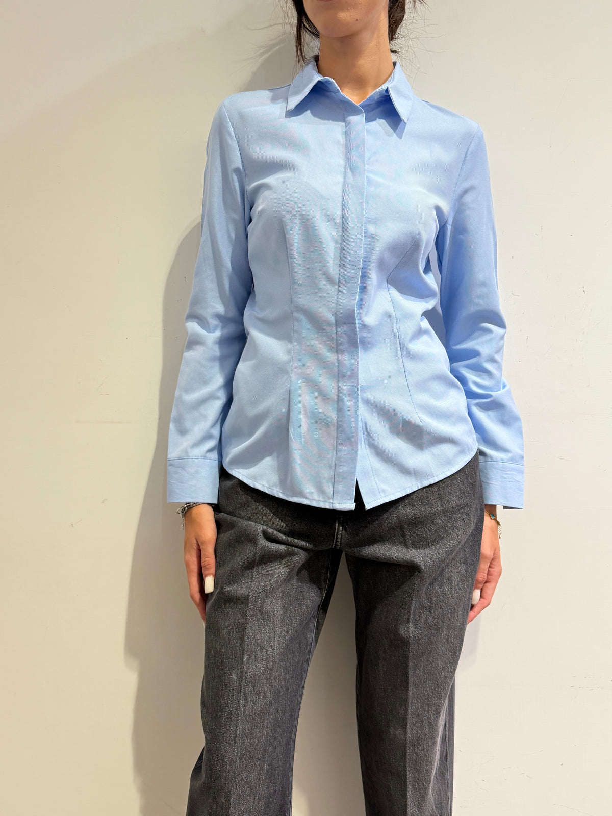 Dixie - Camicia slim fit oxford celeste