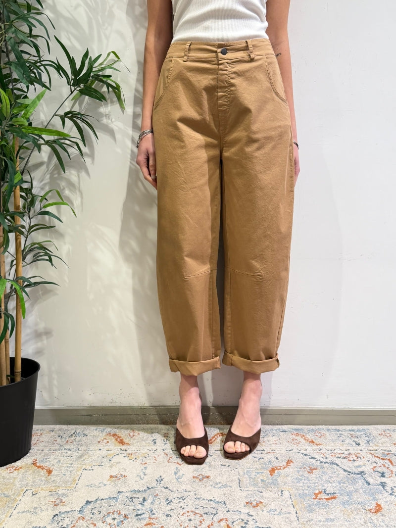 Motel - Pantalone barrel cammello