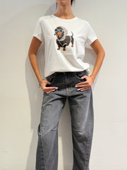 Vicolo - T-Shirt bassotto in strass bianca