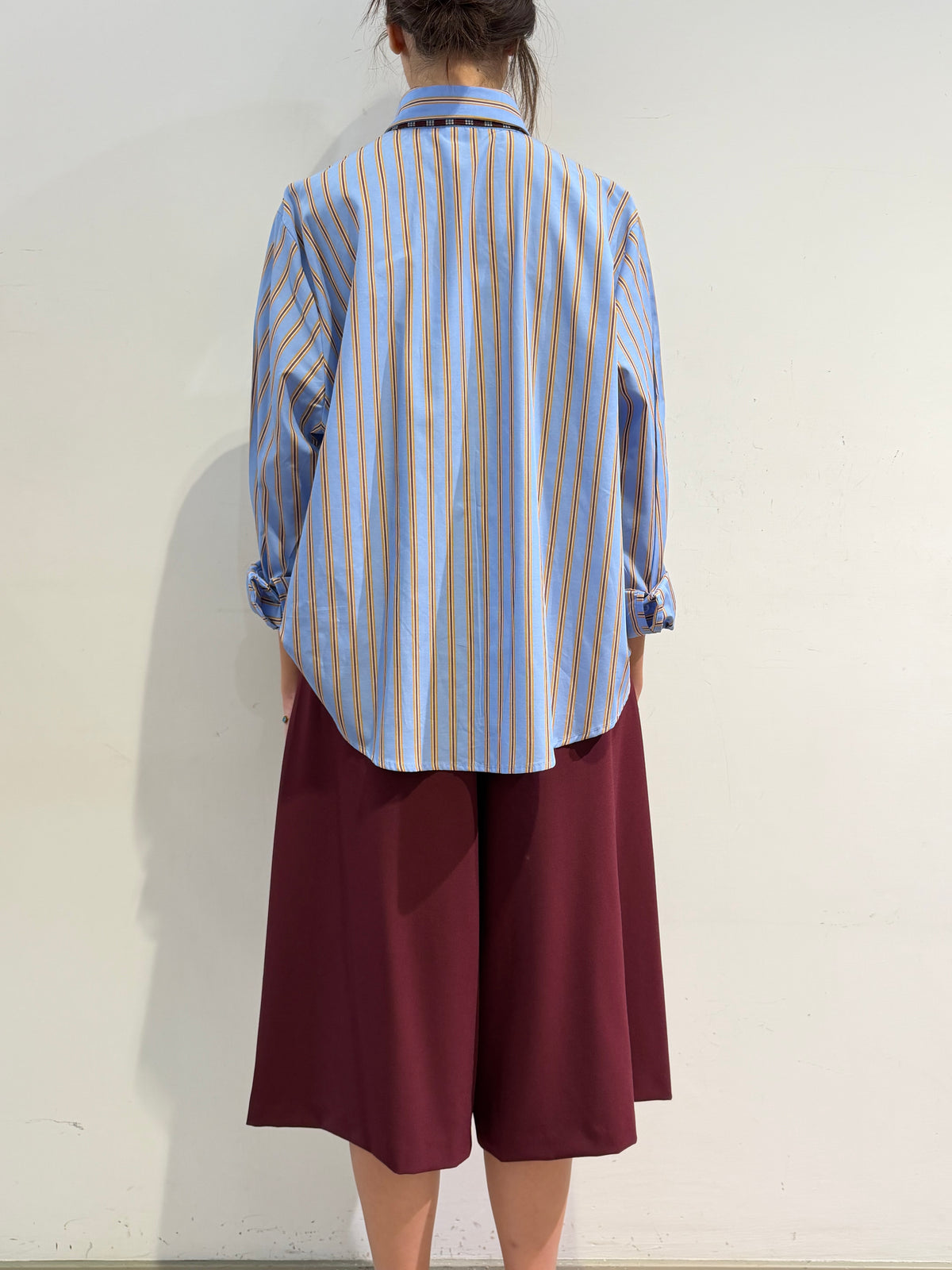 Tensione In - Camicia over righe celeste e bordeaux