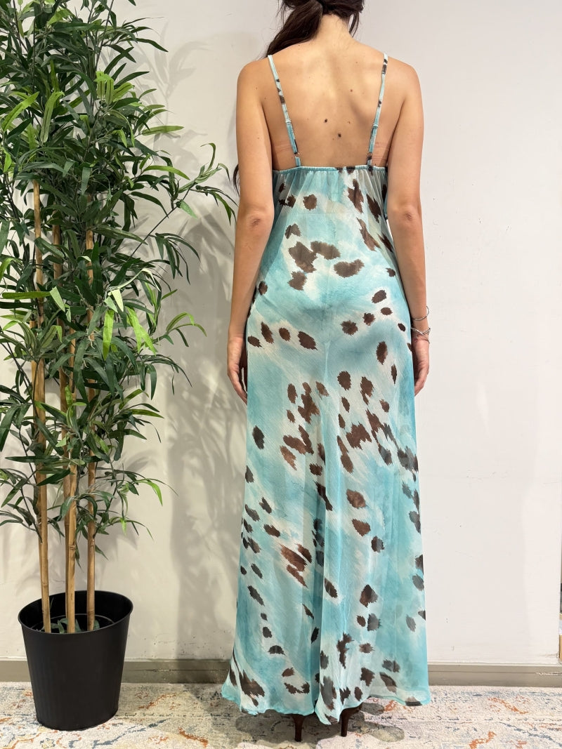 Tensione In - Vestito georgette fantasia acqua e moro