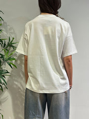 Vicolo - T-Shirt over stampa fiore bianca