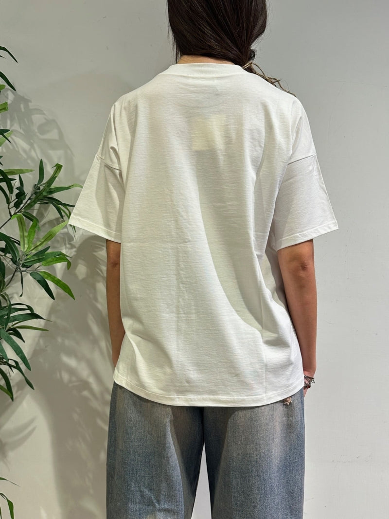 Vicolo - T-Shirt over stampa fiore bianca