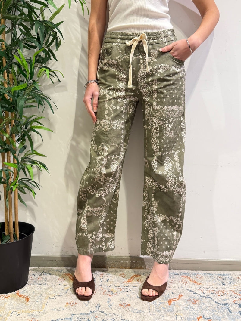 Motel - Pantalone barrel fantasia bandana militare