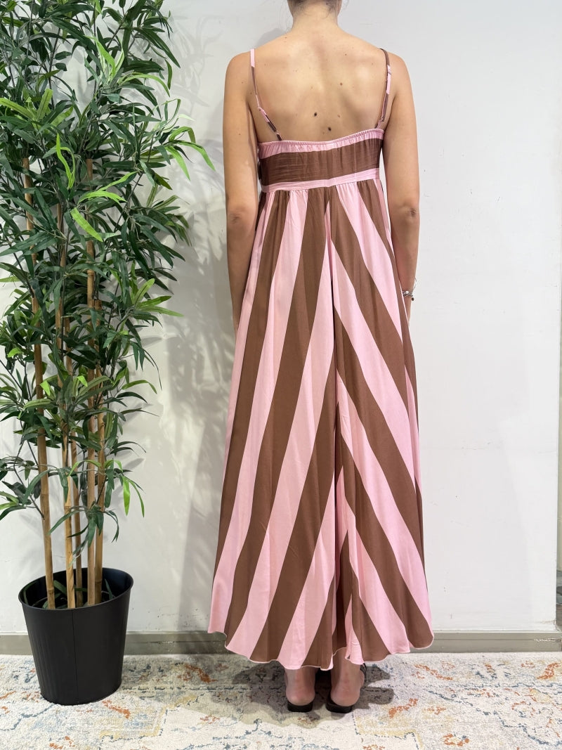 Tensione In - Vestito righe rosa e tabacco