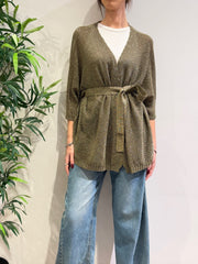 Kontatto - Cardigan lurex con cintura militare
