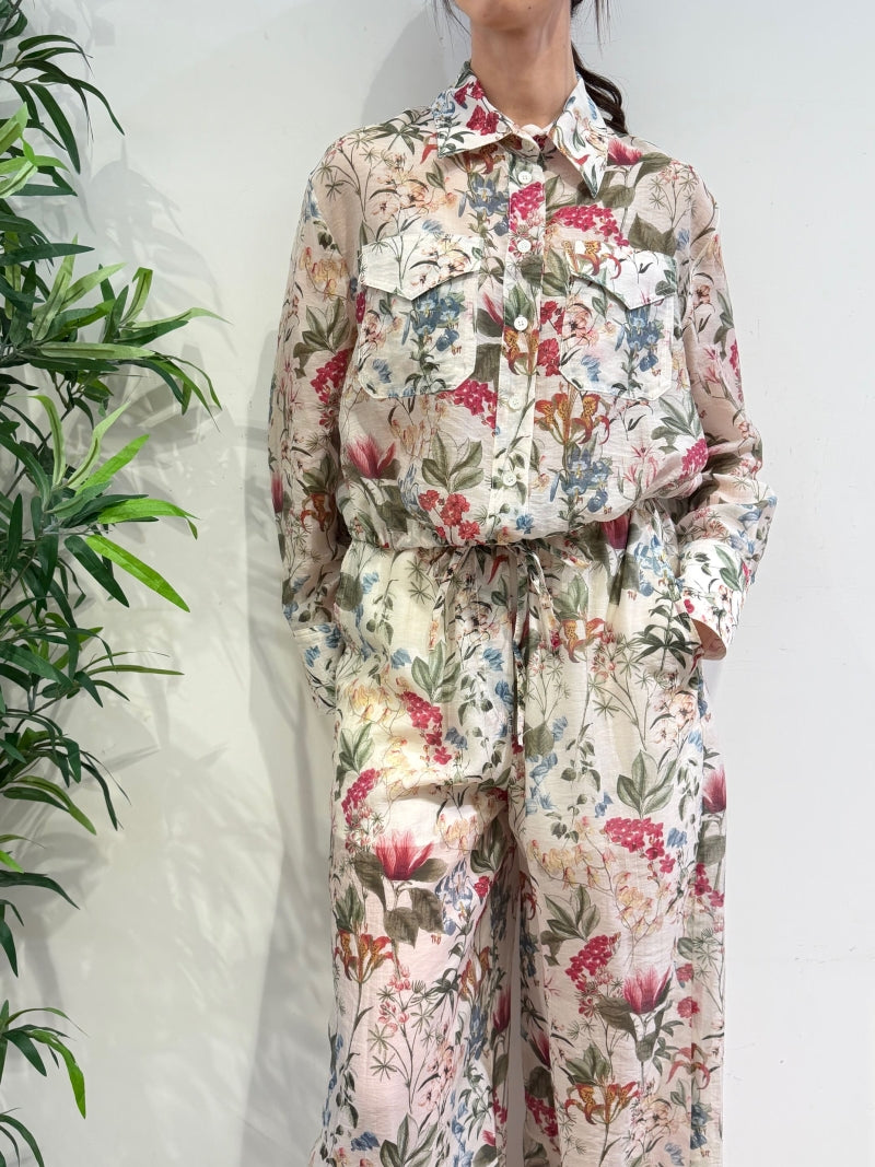 Vicolo - Camicia fantasia floreale panna