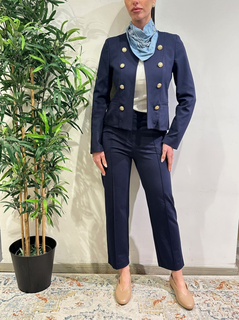 Tensione In - Pantalone punto milano slim fit blu