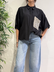 Dixie - Camicia tasca con paillettes nera
