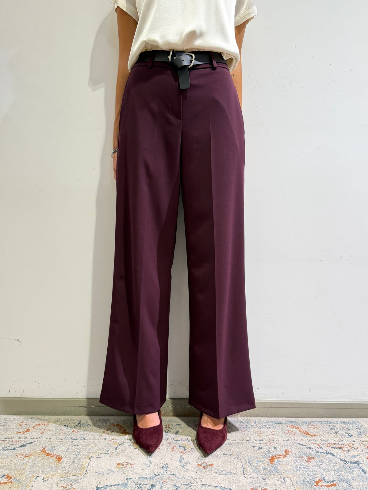 Motel - Pantalone con elastico dietro bordeaux