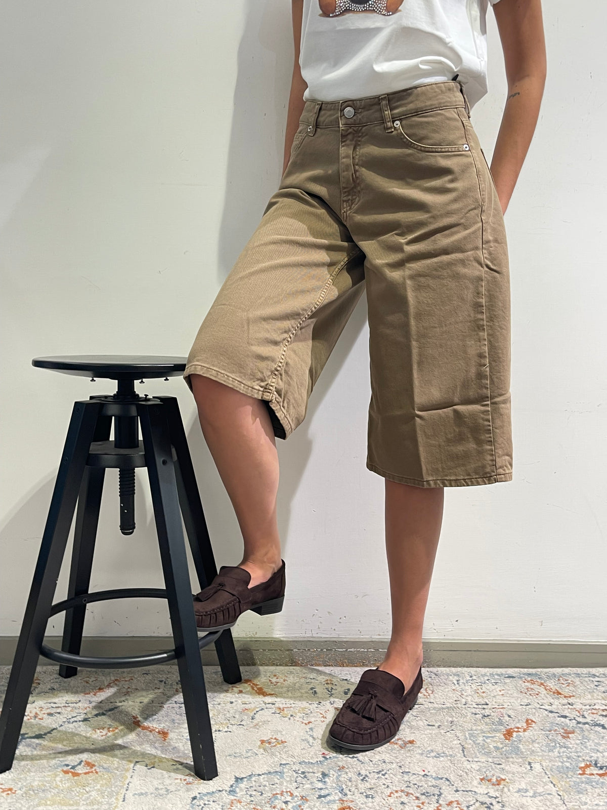 Vicolo - bermuda in jeans tabacco