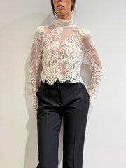 Motel - Blusa in pizzo panna