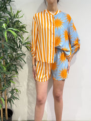 Haveone - Camicia doppia fantasia celeste e arancio