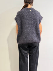 Souvenir - Maglia mohair con micro paillettes piombo