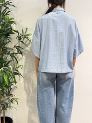 Dixie - Camicia tasca con paillettes celeste