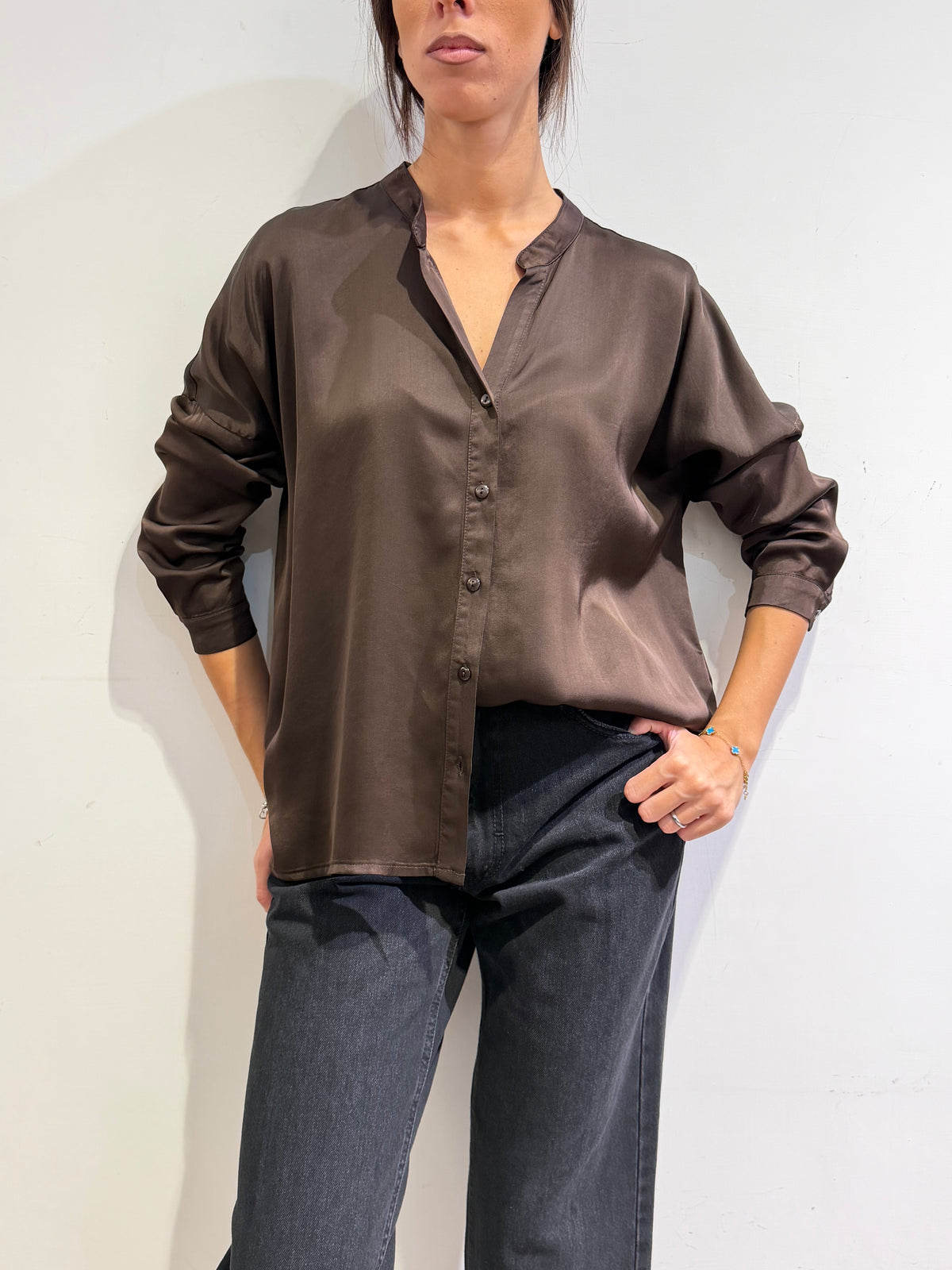 Motel - Camicia in satin moro