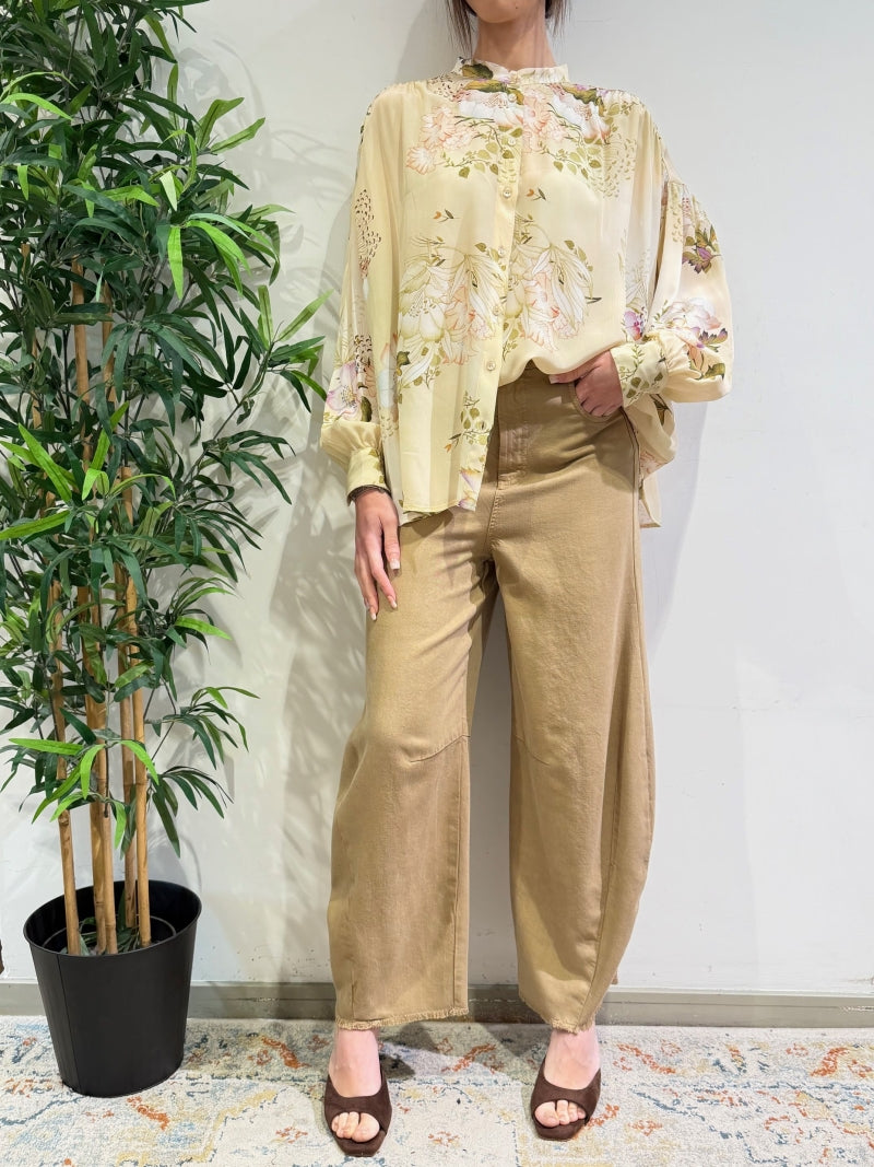 Dixie - Camicia over floreale avorio
