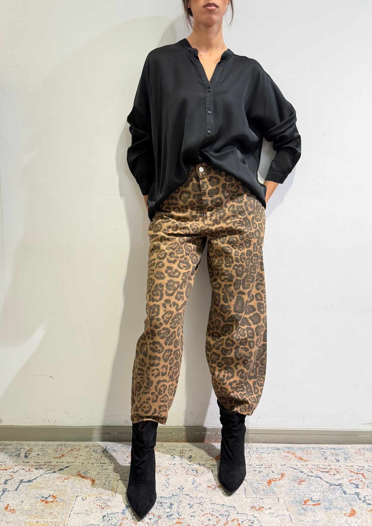 Haveone - Pantalone barrel fantasia animalier