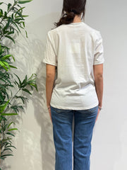 Tensione In - T-Shirt con tasca in ecopelle bianca