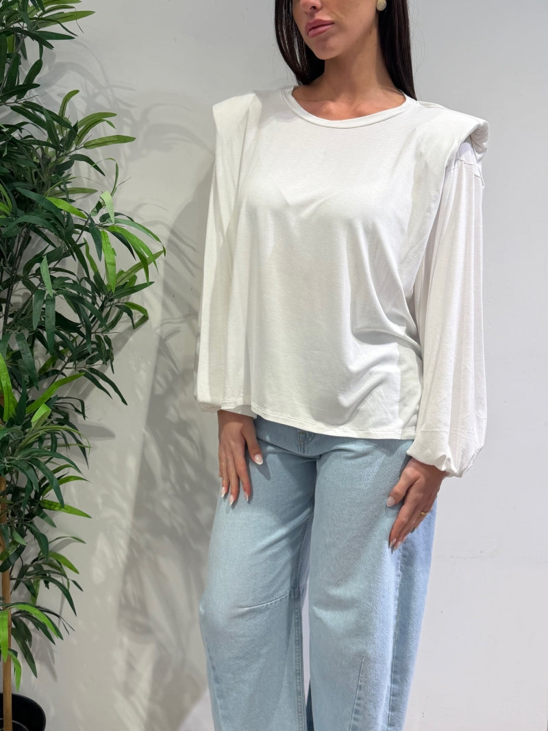 Tensione In - T-Shirt over con spalline bianca
