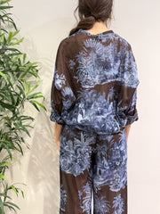 Motel - Camicia fantasia palme moro