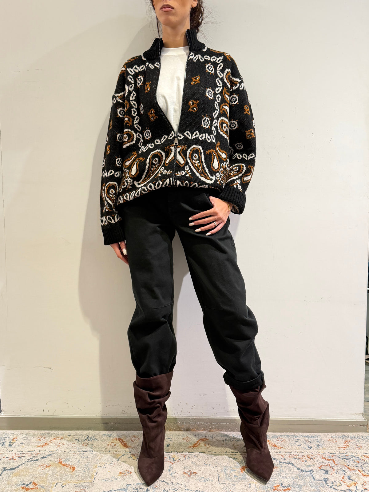 Motel - Cardigan fantasia cashmere nero