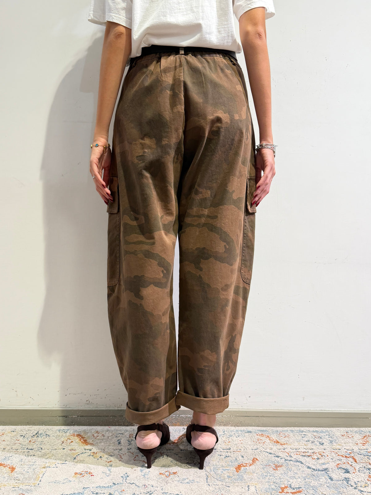 Le Streghe - Pantalone cargo camouflage marrone e militare