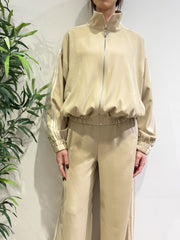 Tensione In - Bomber tuta con bande laterali beige