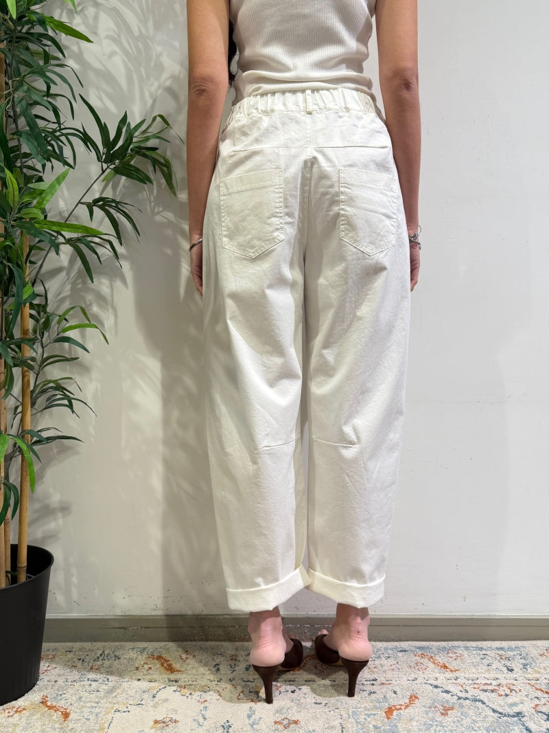 Motel - Pantalone barrel panna