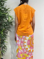 Tensione In - Camicia in mussola smanicata arancione