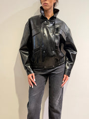 Tensione In - Bomber ecopelle nero