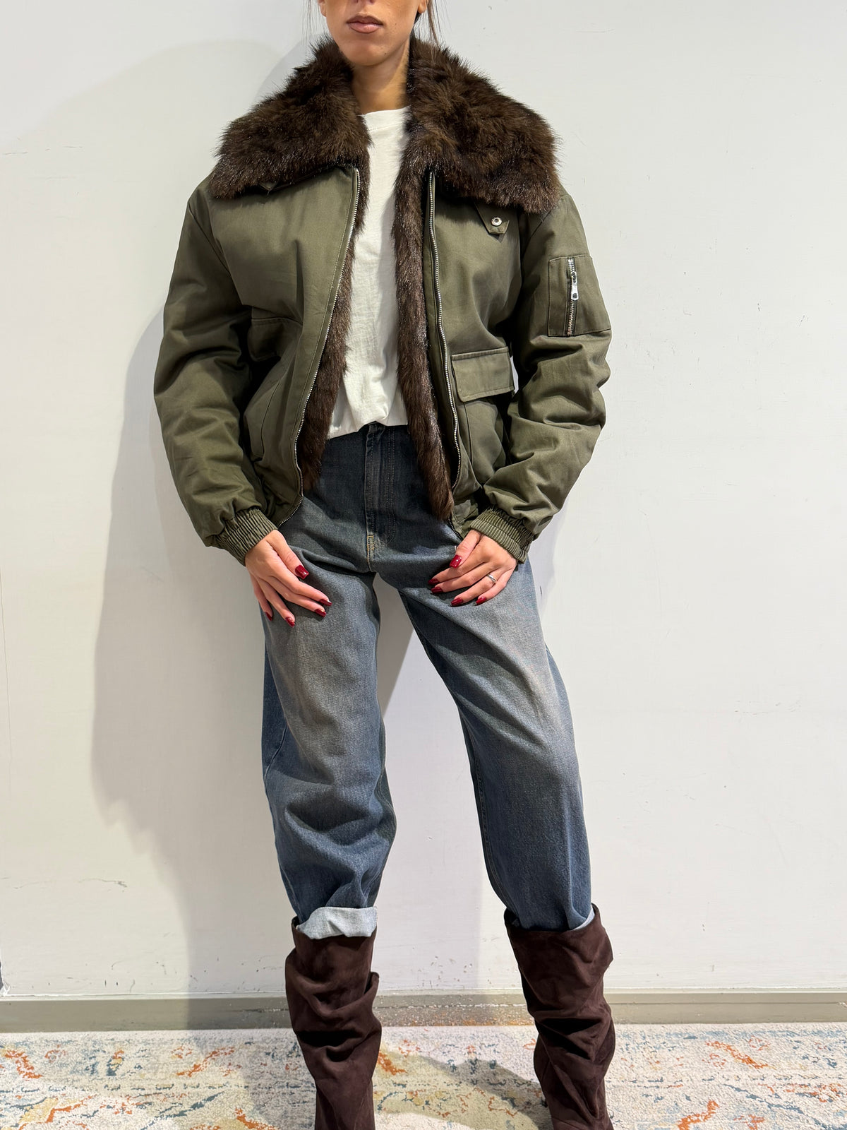 Le Streghe - Bomber con ecopelliccia militare