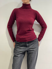 Kontatto - Maglia collo alto con micro paillettes bordeaux
